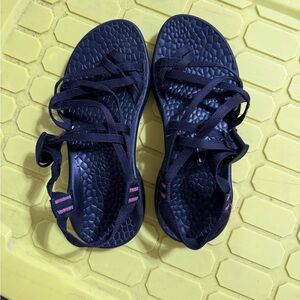 Chaco Navy Blue Strappy Sandals with Pink Accent